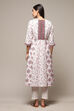 Pink Cotton Blend A-Line Printed Kurta image number 4