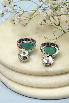 Emerald Green Brass earrings image number 2