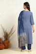 Dark Blue Flex Cotton Handloom Unstitched Suit Set image number 5