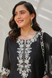 Black Embroidered Kurta & Palazzo Suit Set image number 8