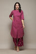 Berry Cambric Narrow Kurta Pant Suit Set image number 6