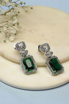 Emerald Green Brass Earrings image number 0