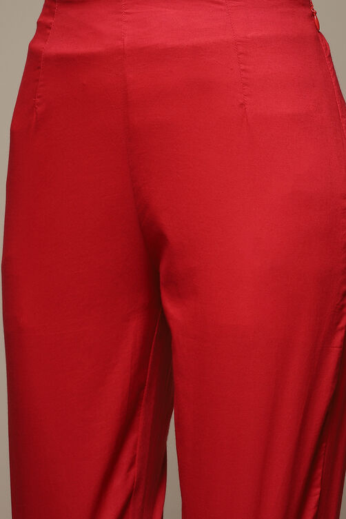 Buy Red Rayon Gathered Kurta Pant Suit Set for INR2159.40 |Biba India
