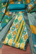 Rama Teal Cotton Hand Block Print Unstitched Suit Set image number 0