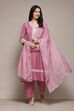 Pink Cotton Blend Straight Kurta Palazzo Suit Set image number 7