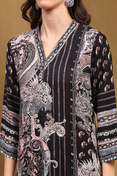 Black Viscose Straight Kurta Set image number 1