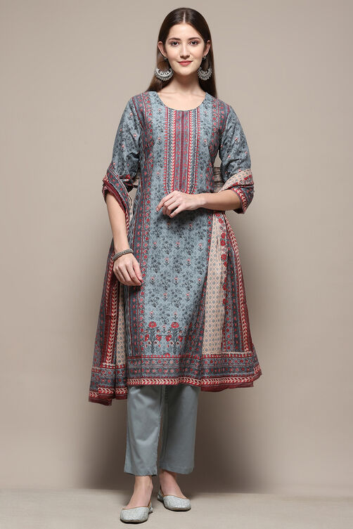 Mustard Pure Cotton Printed Kurta & Pants Suit Set image number 7