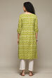 Olive Cotton IKAT Straight Yarndyed Kurta image number 3