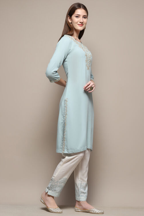 Brown Rayon Straight Kurta Pants Suit Set image number 5