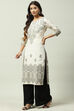 Black Beige Art Silk Straight Kurta image number 2