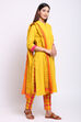 Yellow Eco Cotton Straight Kurta Slim Pant Suit Set image number 4