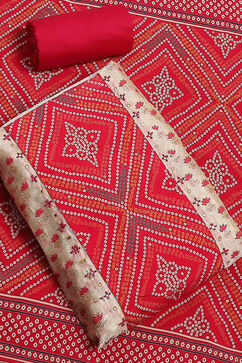 Pink Chanderi Hand Block Print Unstitched Suit Set image number 0