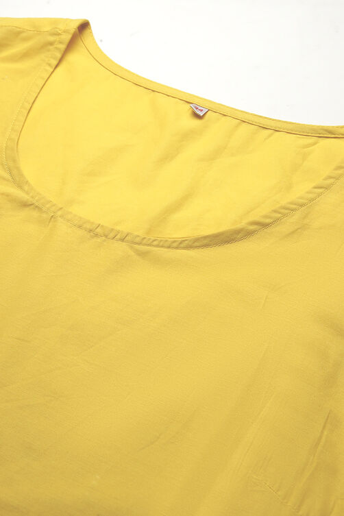 Buy Yellow Cotton Double Layered Printed Kurta Dress (Kurta, Inner ...