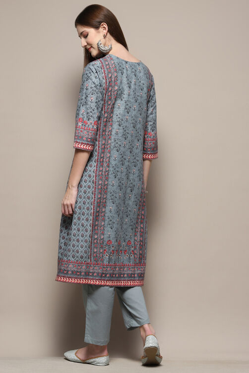 Mustard Pure Cotton Printed Kurta & Pants Suit Set image number 5