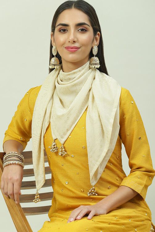 Yellow Art Silk Straight Yarndyed Kurta image number 1