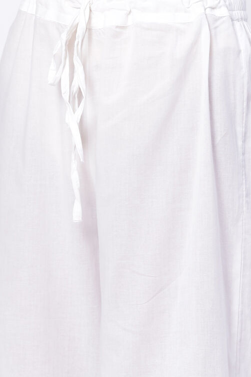 White Cotton Straight Palazzos image number 1