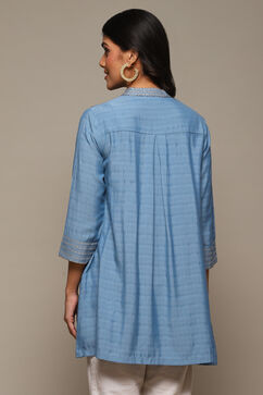 Chambery Blue Viscose Yarndyed Kurti image number 4