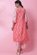 Peach Cotton Flared Kurta Set image number 4