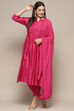 Fuchsia Cotton Silk Straight Kurta Salwar Suit Set image number 0