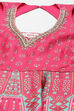 Fuchsia Art Silk Flared Kurta Legging Suit Set image number 1