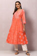 Coral Cotton Flared Printed Kurta image number 0