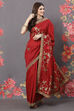 Rohit Bal Maroon Chanderi Silk Solid Saree With Blouse image number 0