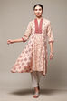 Pink Cotton Blend A-Line Printed Kurta image number 0