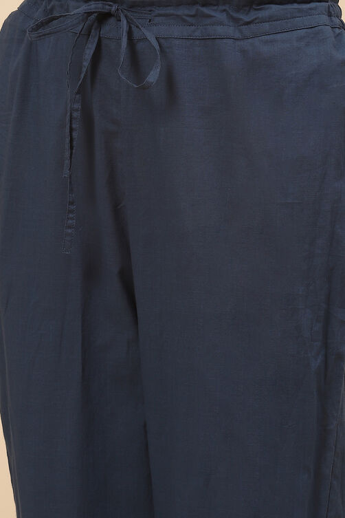 Indigo Cotton Straight Kurta Regular Pant Suit Set image number 3