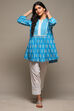 Blue Cotton Embroidered Kurti