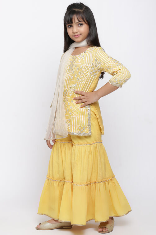 Yellow Art Silk Sharara Kurta Sharara Suit Set image number 3