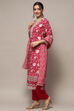 Pink Muslin Unstitched Suit set image number 5