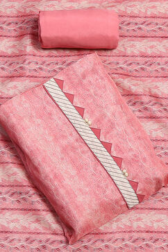 Pink Silk Tussar Digital Print Unstitched Suit Set image number 0