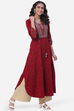 Cherry Red Flared Acrylic Kurta image number 3