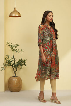 Multi-coloured Georgette Printed Pleated Kurta image number 5