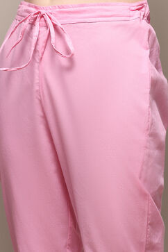 Light Pink Art Silk Straight Kurta Pant Suit Set image number 2