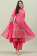 Pink Printed Layered Kurta Palazzo Suit Set image number 9