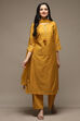 Yellow Cotton Blend Straight Kurta Palazzo Suit Set image number 6