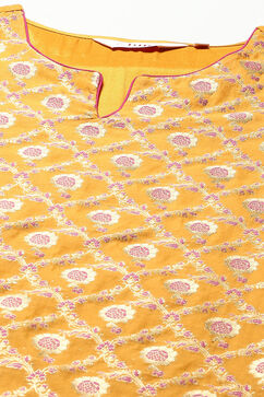 Mustard Cotton Blend Straight Yarndyed Kurta Palazzo Suit Set image number 1