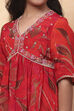 Red Polyester Blend Gathered Suit Set image number 1