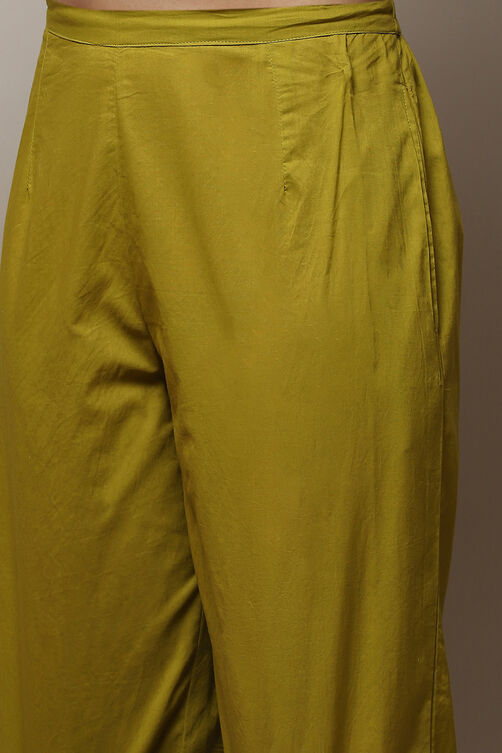 Green Chanderi Blend Printed Unstitched Suit Set image number 3