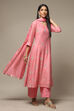 Pink Cotton Blend Kalidar Kurta Palazzo Suit Set image number 6