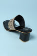 Black Embroidered Ring Toe Sandals image number 4