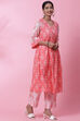 Peach Cotton Flared Kurta Set image number 5