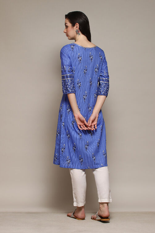 Yellow Cotton Straight Printed Kurta image number 4