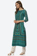 Green & Turquoise Rayon Straight Printed Kurta image number 2