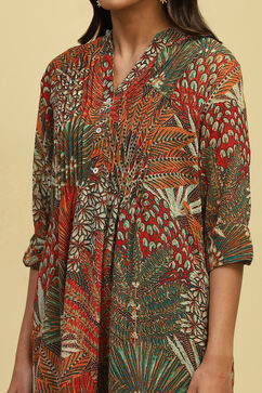 Multi-coloured Georgette Printed Pleated Kurta image number 1