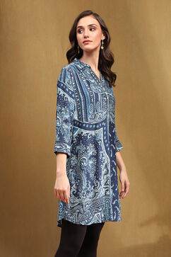 Navy Viscose Straight Kurti image number 4