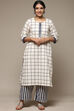 Natural & Berry Cotton Blend Straight Kurta Palazzo Suit Set image number 6