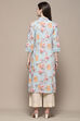 Turquoise Blue Floral Printed Straight Kurta image number 4