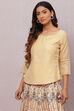 Beige Straight Art Silk Short Yarndyed Kurti image number 0